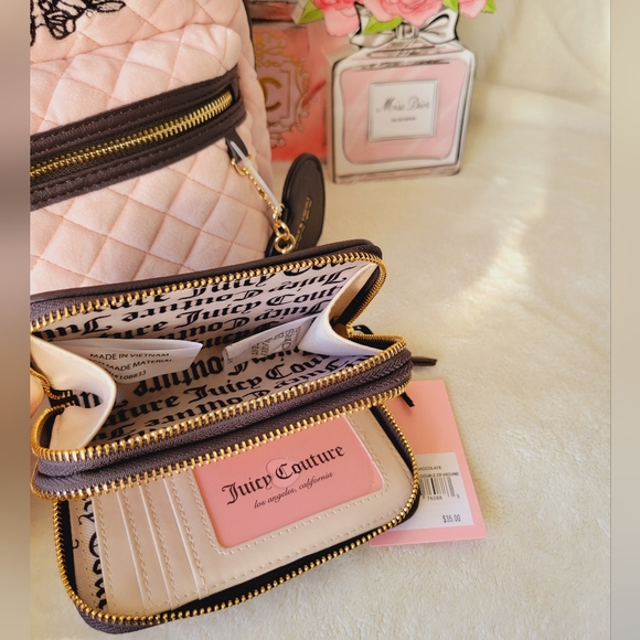 🎀🎀JUICY COUTURE PINK CLAYCHOCOLATE ROYAL MOMENT BACKPACK AND WALLET SET🎀🎀 - Picture 10 of 14